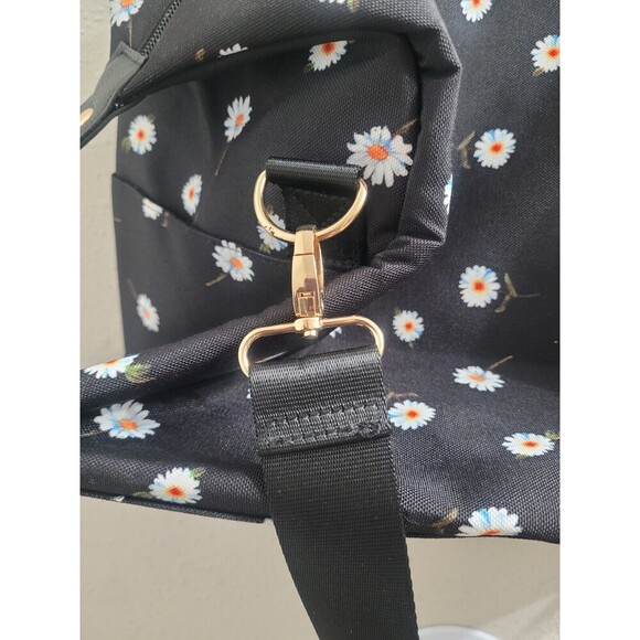 Alice + Olivia Black Daisy Print Duffel Bag w/ Crossbody Strap, MSRP $310 Summer - Picture 6 of 9